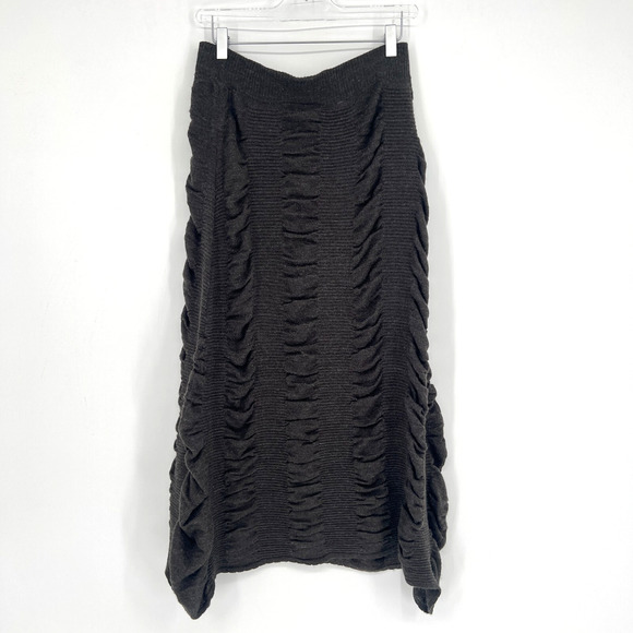 Lapis Skirt Womens L Maxi Gray Knit Y2K Whimsigoth Grunge Ruched - Picture 2 of 7